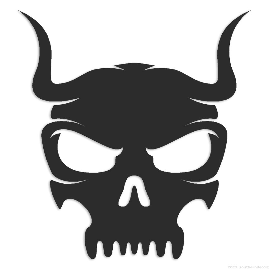 Demon Skull Mask - Decal Sticker - Multiple Colors & Sizes